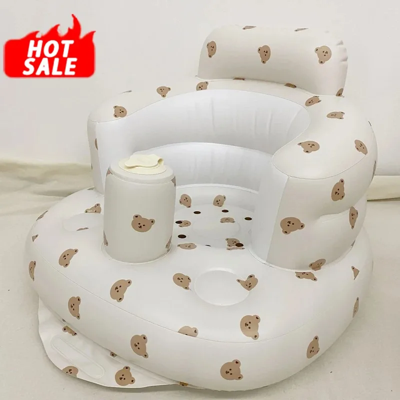 

Baby Inflatable Sofa Children Puff Portable Bath Chairs PVC Multifunctional Seat Practice Sitting Bath Stool