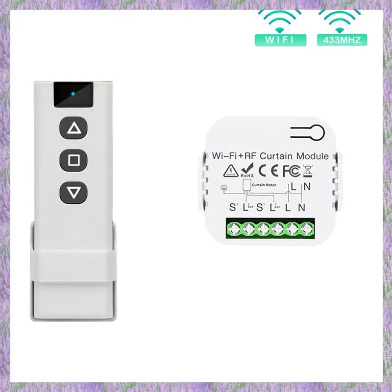 

A63K-Tuya Smart Life Wifi 433Mhz Blind Curtain Switch With RF Remote For Electric Roller Shutter Control, 1RE