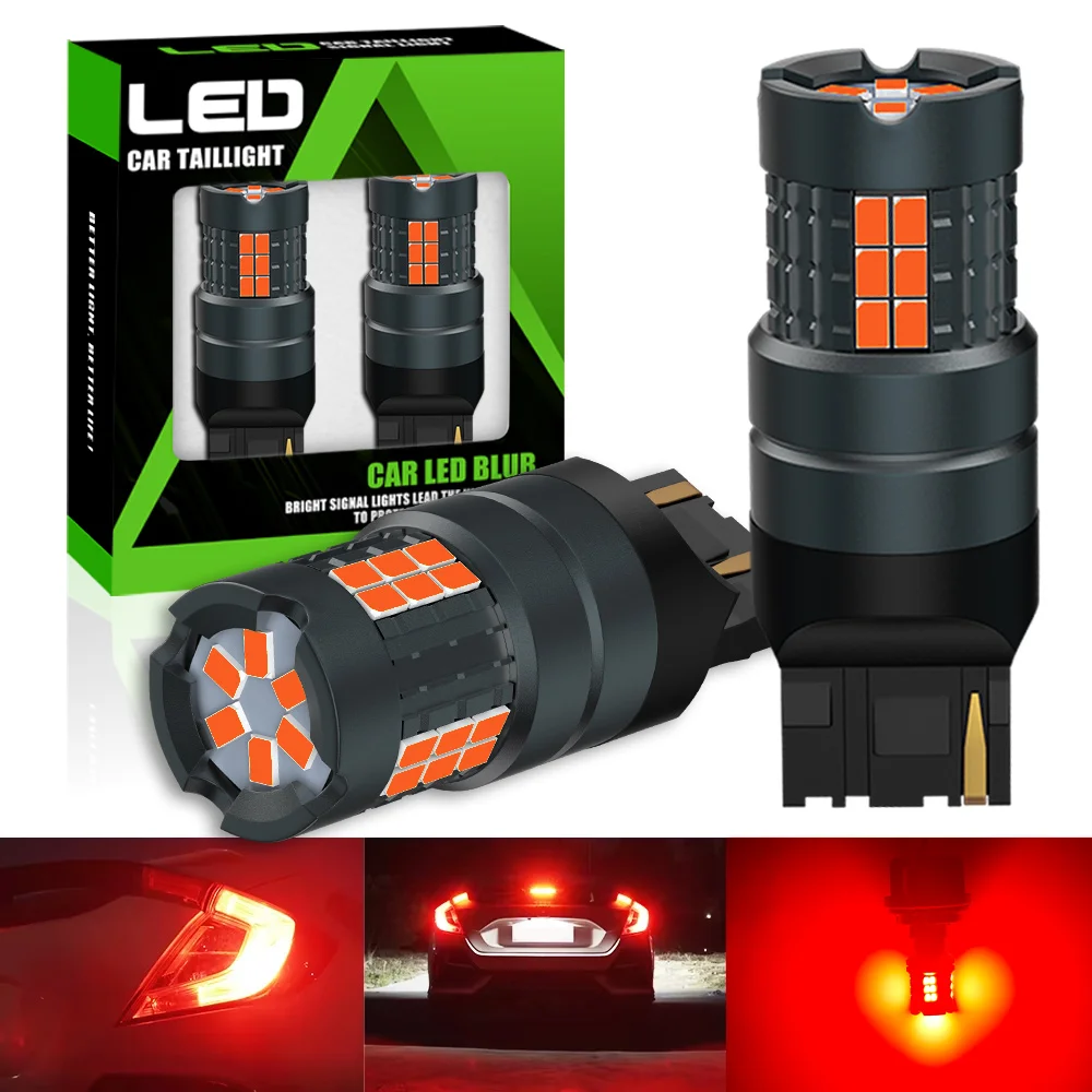 

2Pcs T20 7443 W21/5W 7440 W21W WY21W LED Bulbs Red White Amber Brake Light Canbus Error Free Signal Tail Lamp 12V Auto Lamps