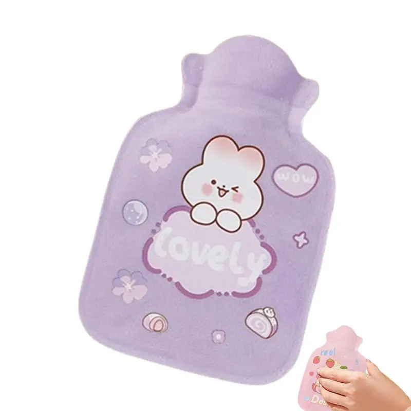 Hot Water Bag Hand Warmer Winter Plush Hot Water Bottle Cute Cartoon Design Plush Hand Warmer for School Travel Home Outdoor