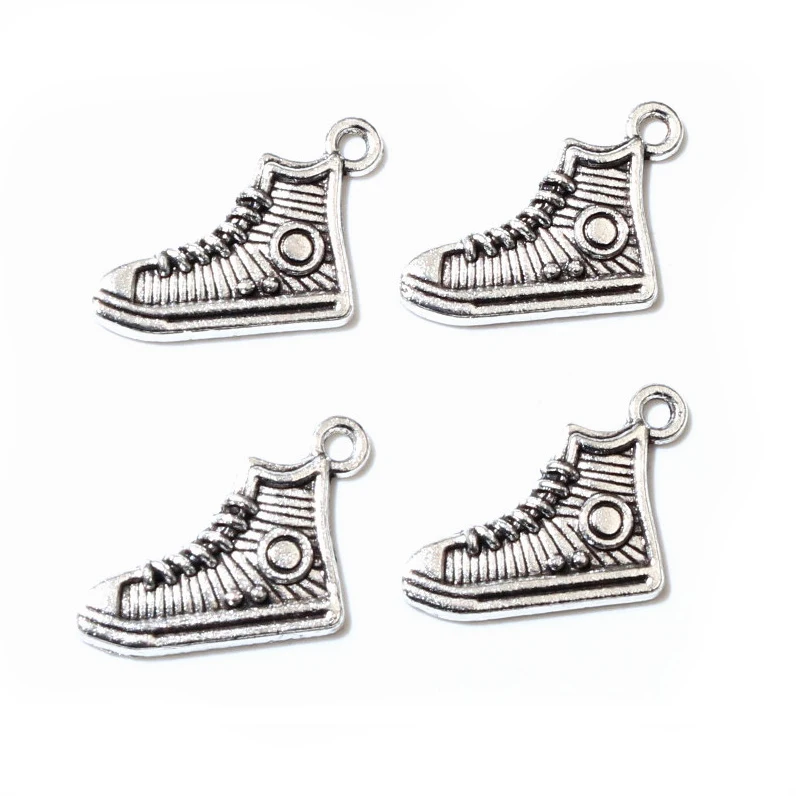 50pcs 12x17mm Antique Silver Plated Shoes Charms Pendant Cute DIY Jewelry Making Accessories Findings For Necklace Bracelet