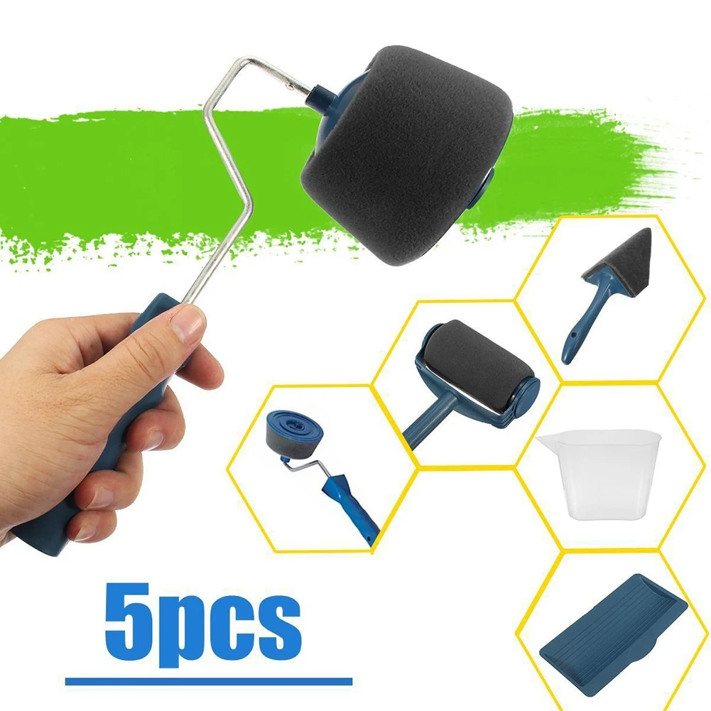 5 unids/set cepillo de rodillo de pintura multifuncional herramientas de bricolaje para pintura de pared de habitación