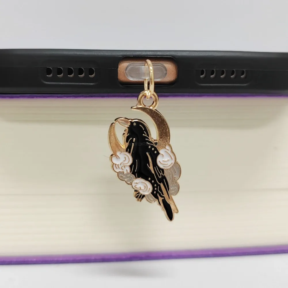 Gothic Crow Halloween Dust Plug Charm Phone Charge Port Plug For iPhone Type C Dust Protection Stopper Pendant Friend Gift view 6