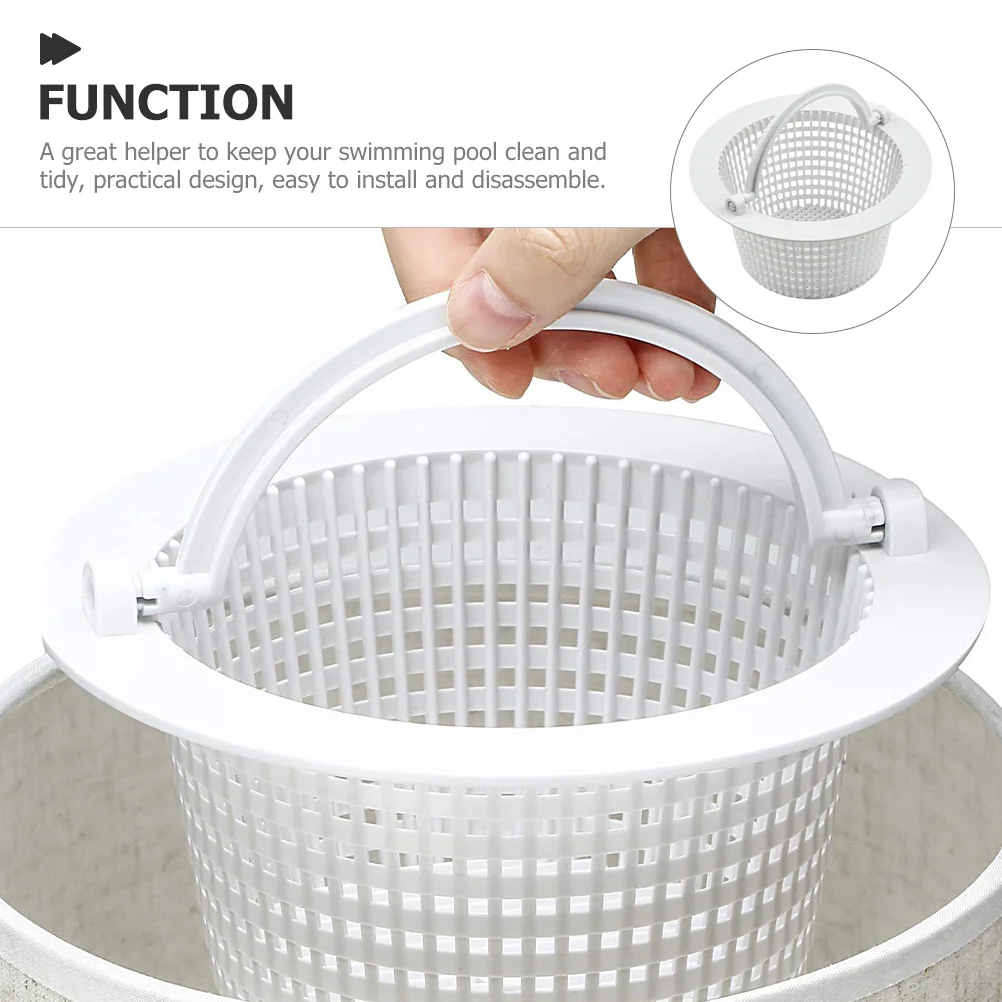 Cesta de filtro de natação, cesta de bomba de plástico para piscina, dispositivo de fornecimento de filtro, sistema anti entupimento, ferramenta de limpeza, acessório de piscina