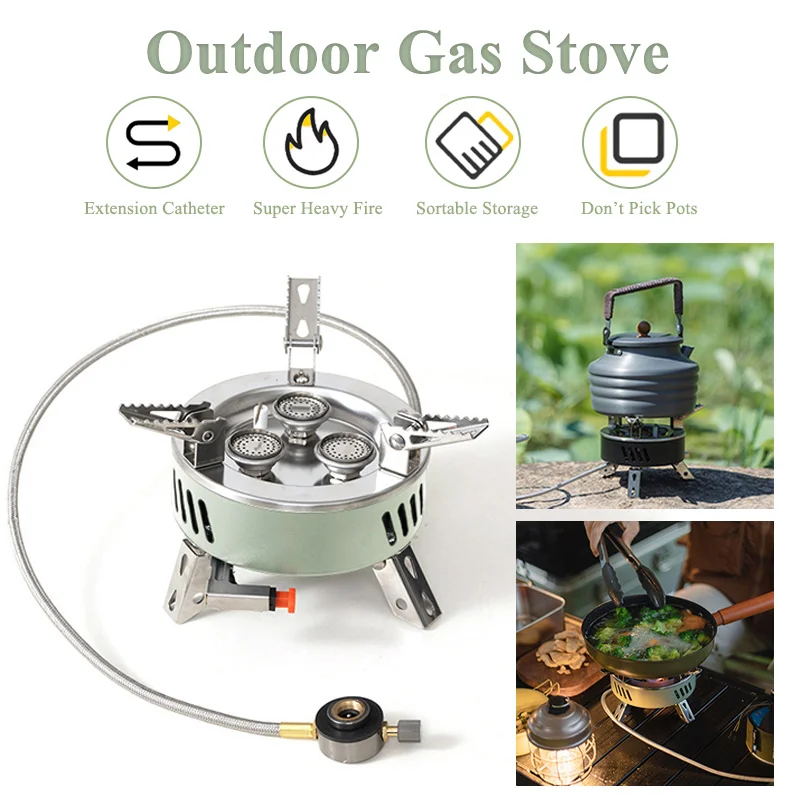 6800W/11800W Outdoor Gas Stove Folding 3 Burners Strong Fire Stove Portable Camping Hiking Picnic Cooking Five Core Gas Stove