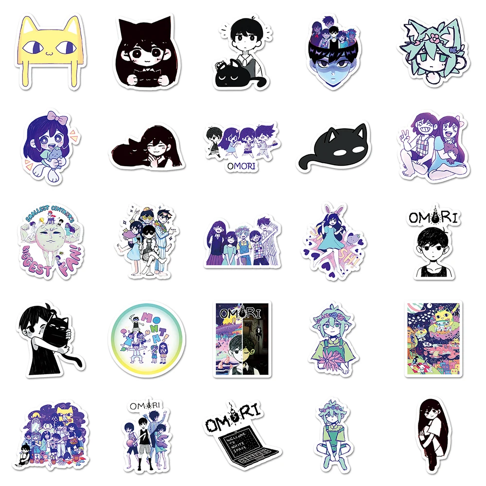 10/30/50pcs gioco Omori Cartoon Stickers Cute Anime Graffiti Sticker custodia per telefono fai da te bottiglia d'acqua bagagli decalcomania divertente per bambini giocattolo