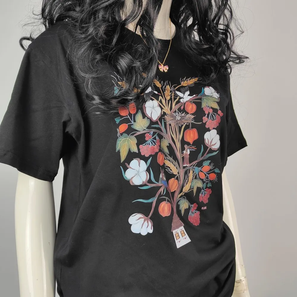 Unisex Vintage Floral Shirt Graphic Tee with Ukrainian Embroidery Pattern Aesthetic Vyshyvanka-Inspired Tops High Quality Cotton view 4