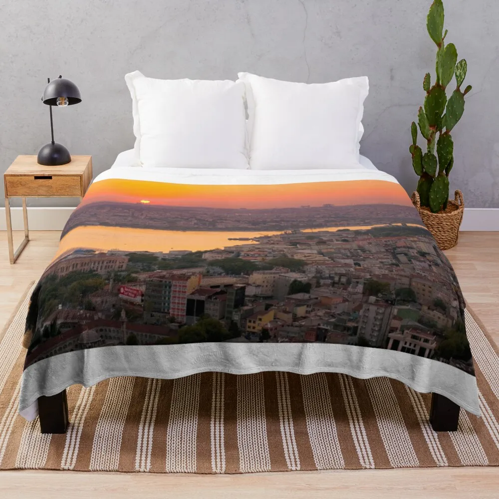 Istanbul Twilight: A Stunning Sunset Throw Blanket manga christmas gifts Blankets