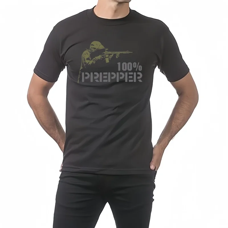 

100% Prepper Shooting Games Shooter T-Shirt 100% Cotton O-Neck Summer Short Sleeve Casual Mens T-shirt Size S-3XL