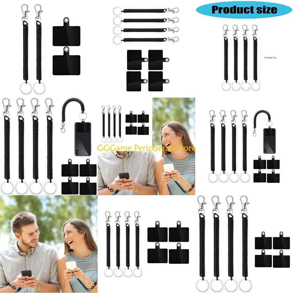 

U55B Anti Lost Phone Lanyard Tether for Most Retractable Stretchy Strap with Patches for Outdoor Travel