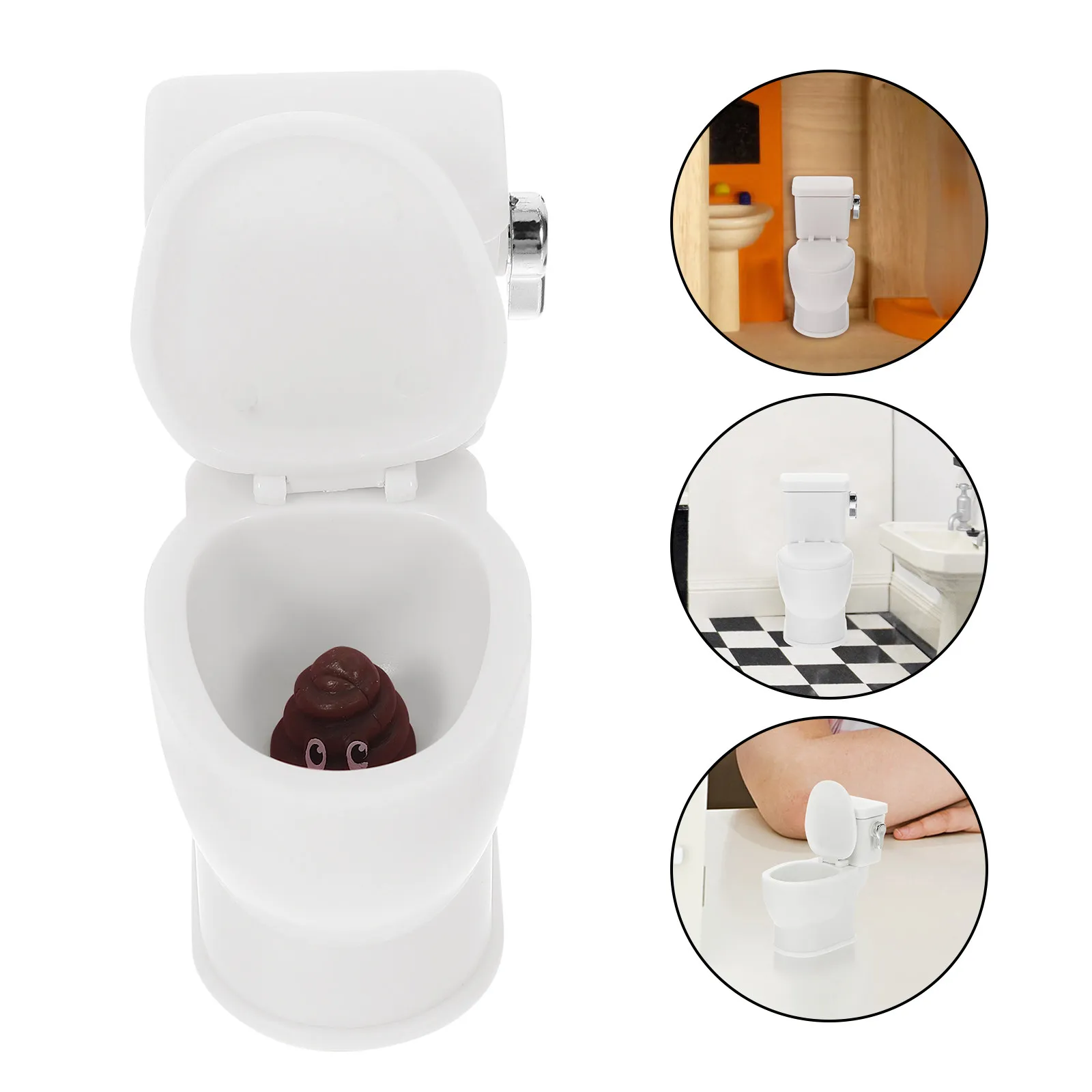 

Realistic Mini Toilet Stylish Unique Design Miniature Dollhouse Accessories Smooth Surface Comfortable Touch Mini Toilet