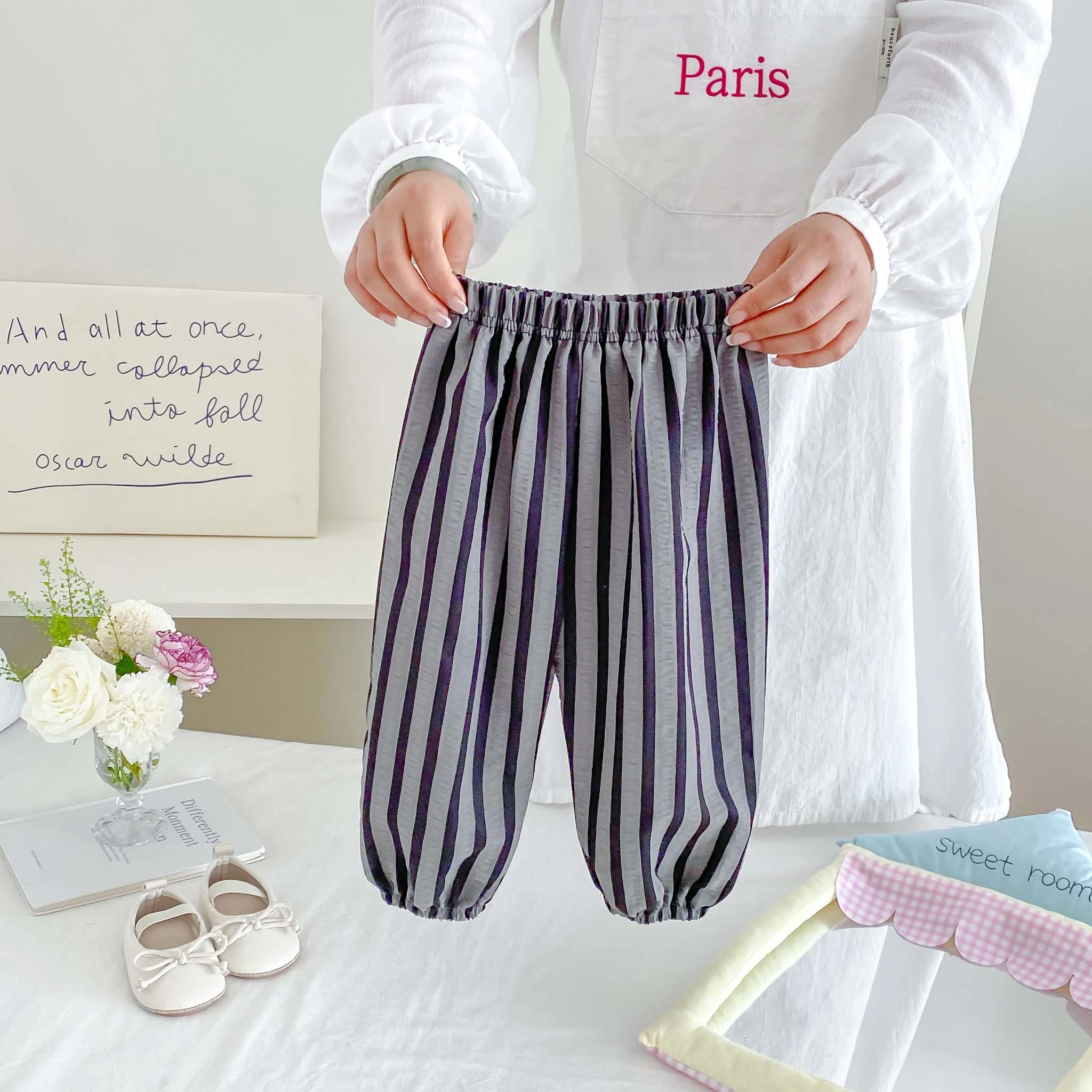 Kids Casual Pants Spring Summer Clothes Striped Trousers Simple All-match  Bloomers Baby Trendy Loose Mosquito Pants Outer Wear - view 4