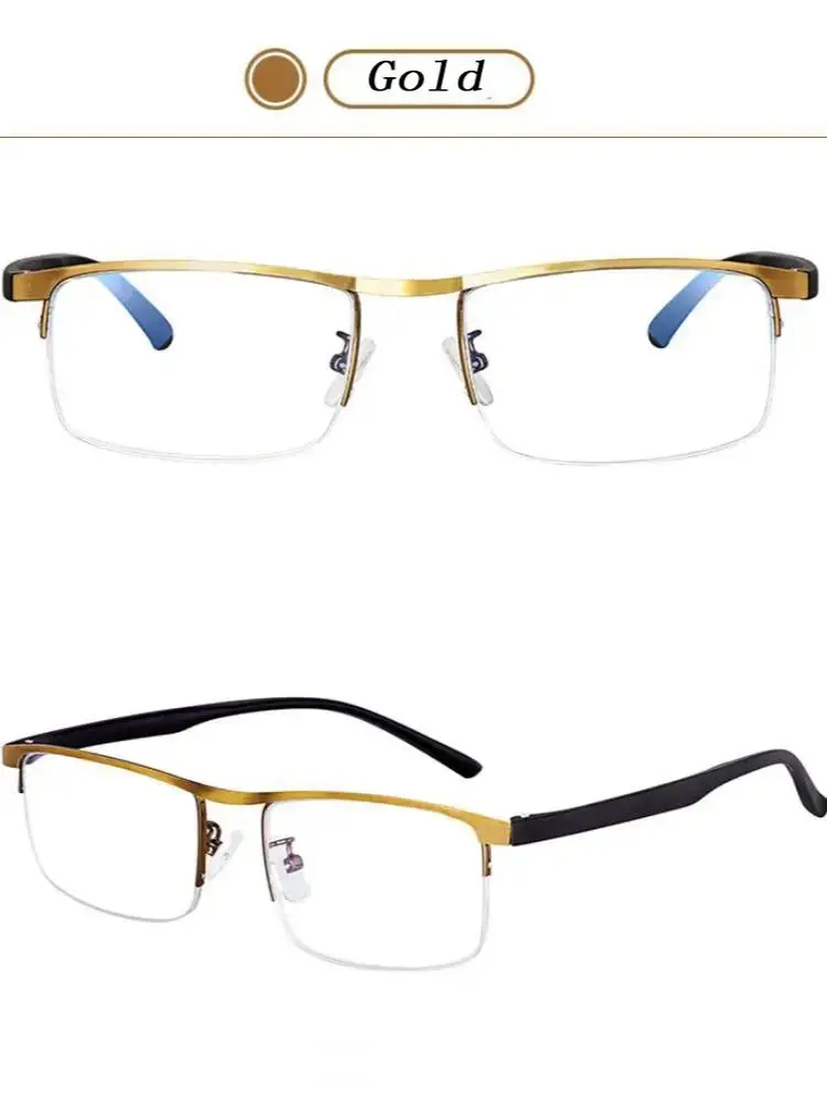 Bestseller Progressive Lesebrillen Multifokale Anti-Blaulicht-Brillen Halbrahmen Metall-Legierung Herren Damen 1,5 1,0 2,5 Schwarz – Detail 5