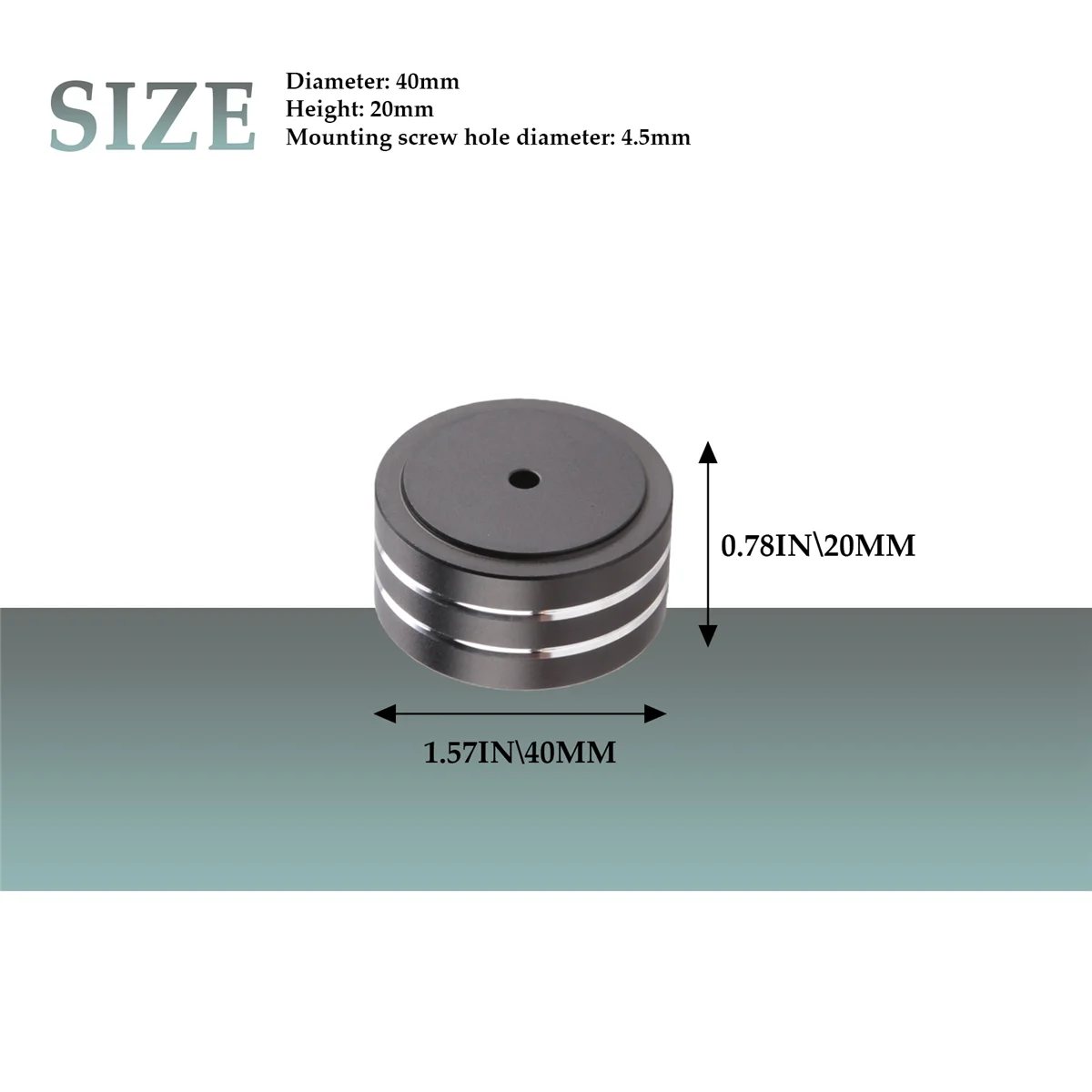 A44T4Pcs 40X20mm الألومنيوم HIFI AMP مكبر الصوت عزل حامل القرص الدوار DAC قدم الوسادة (أسود)