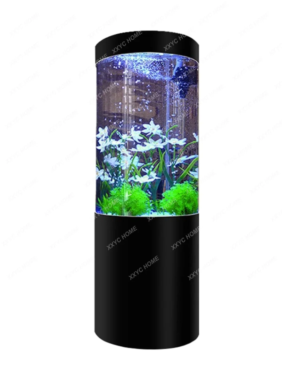 Cylindrical Glass Fish Tank Home Living Room Large Floor Vertical Aquarium Bottom Filter Change Water Hallway