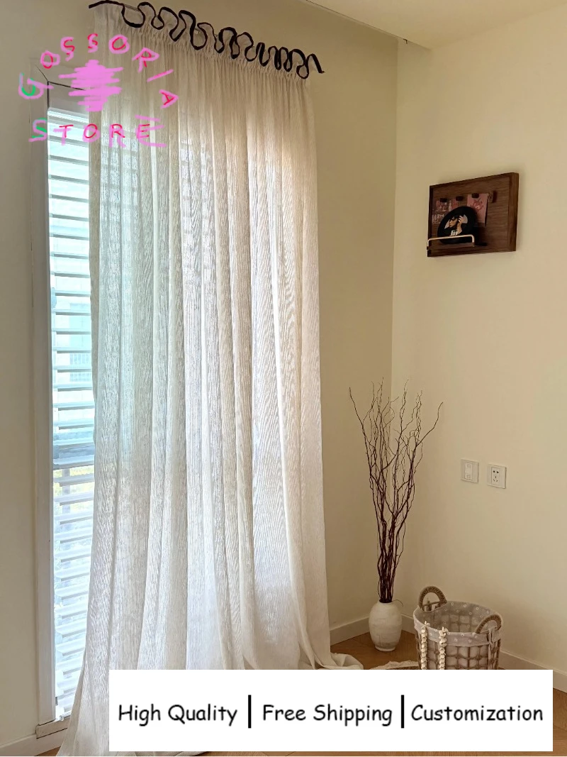 

Sample Custom Versailles French Retro Curtains for Living Room Bedroom Organ Fold Linen Balcony Door Atmosphere Drapes Decor