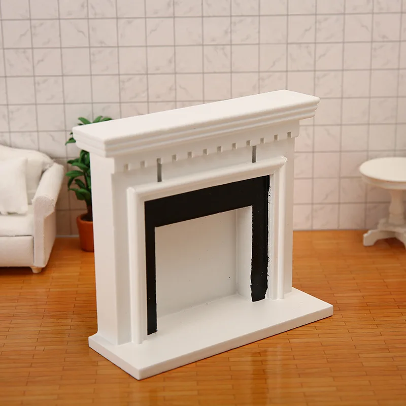 BJD Dollhouse 1:12 Wooden Accessories Mini American Fireplace Decorative Cabinet Simulation Miniature Home Scene Model Toy