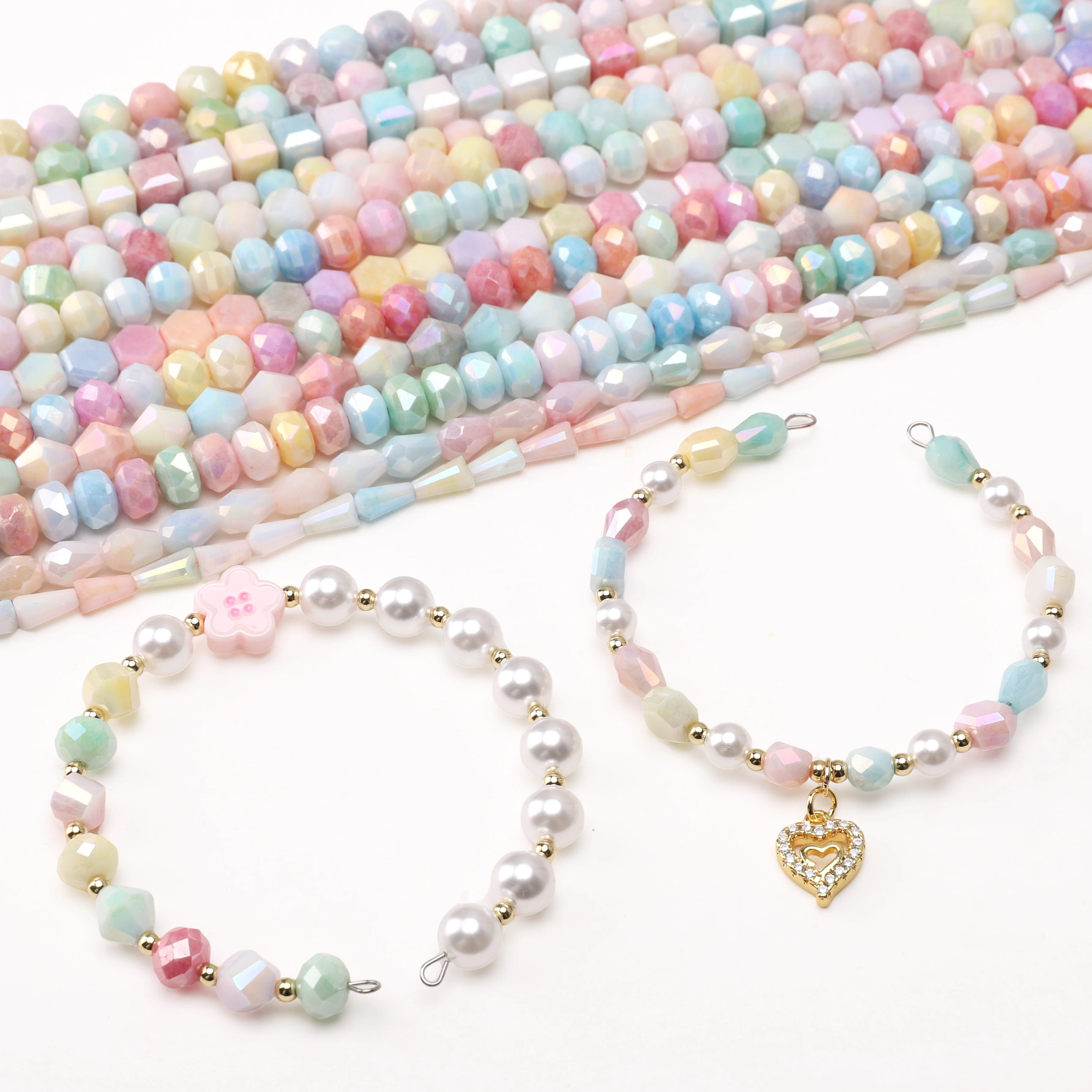 10pcs/lot Glass Crystal Imitation Ceramic Beads Multi Shape Mix Color Charm Loose Beads For DIY Jewelry Making Necklace Findings