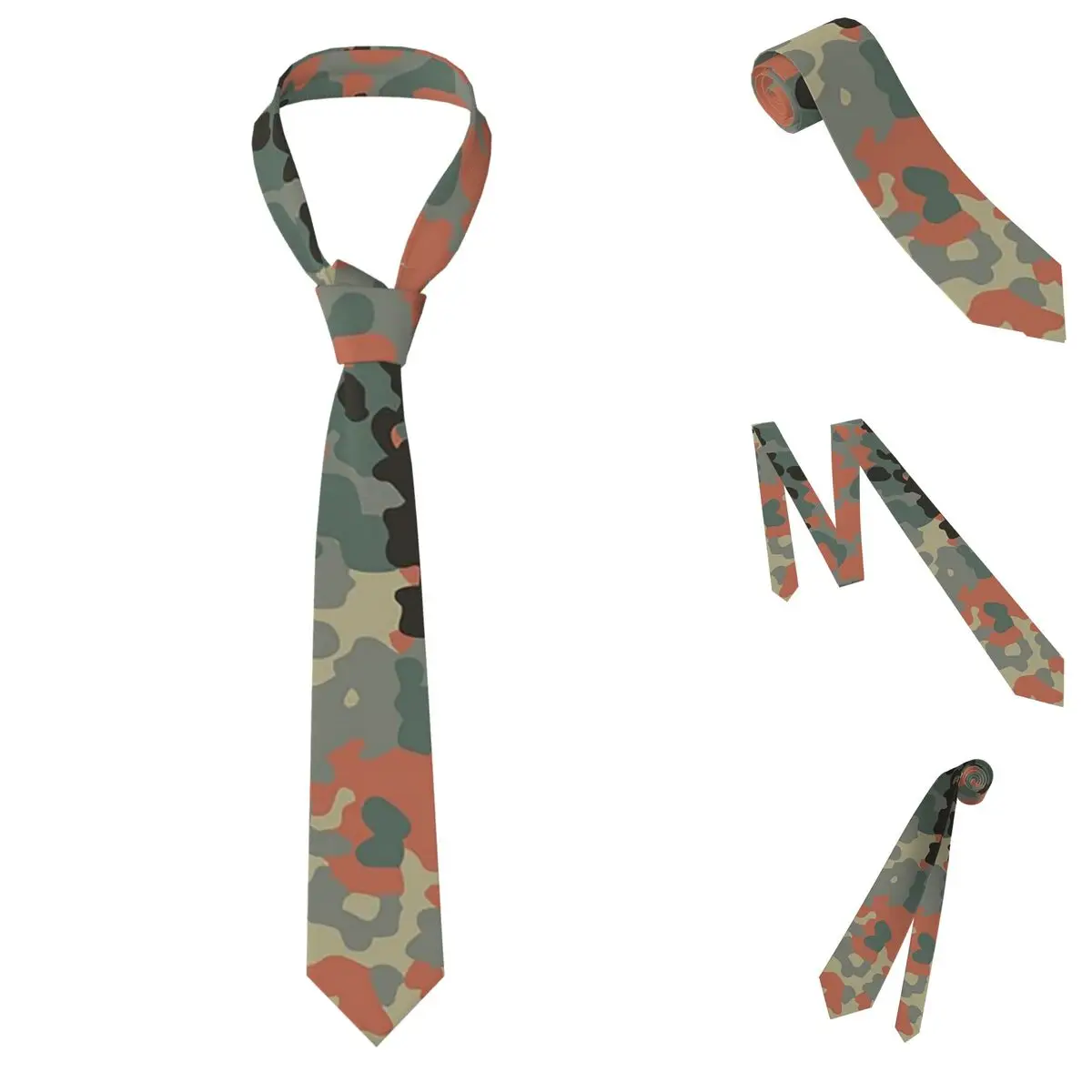 Splintertarn German WW2 Camouflage Army Military CamoNecktie for Men Silk Polyester 8 cm Neck Ties Wedding Accessories Tie