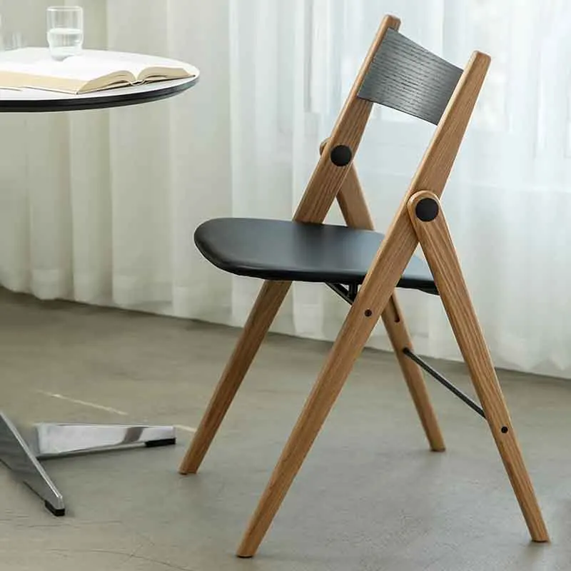 Nordic Furniture, Solid Wood Folding Stool, Folding Dining Chair, Living Room Backrest Chair, Conference Chair, Leisure Seats