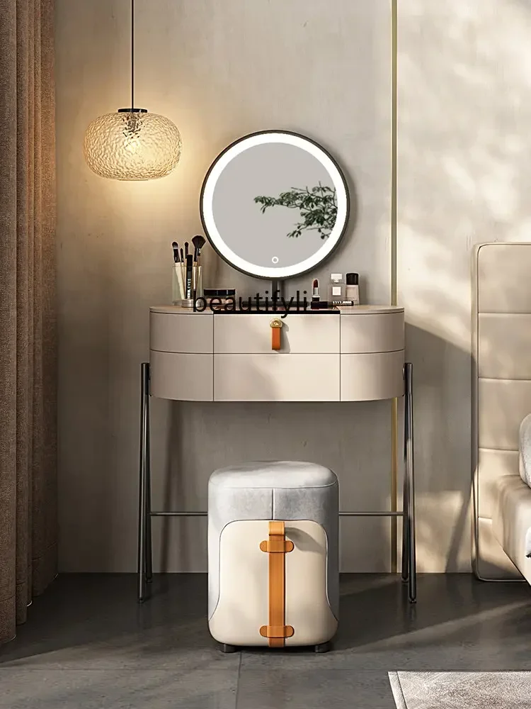 Dresser Bedroom Modern Minimalist Glass Dressing Table Small Apartment Storage Cabinet Integrated TableC