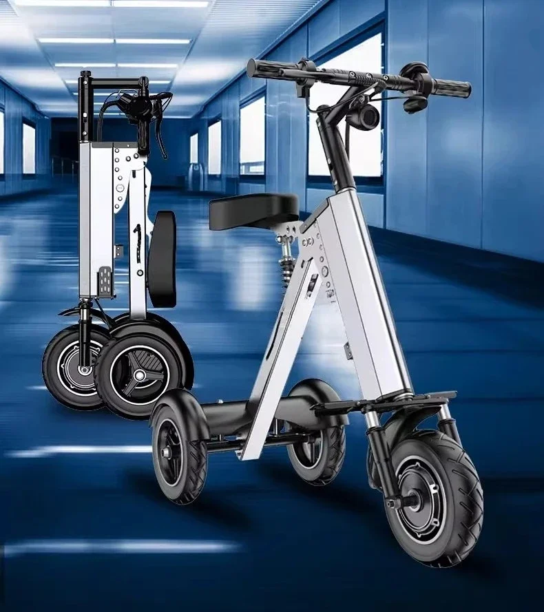 Folding electric ultra-light portable tricycle men's and women's mini small transportation battery car