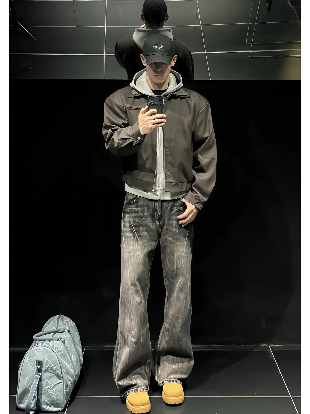 

Мужские джинсы American Sle с высокой талией, расклешенные, на флисовой подкладке, прямого кроя, осенне-зимняя мода