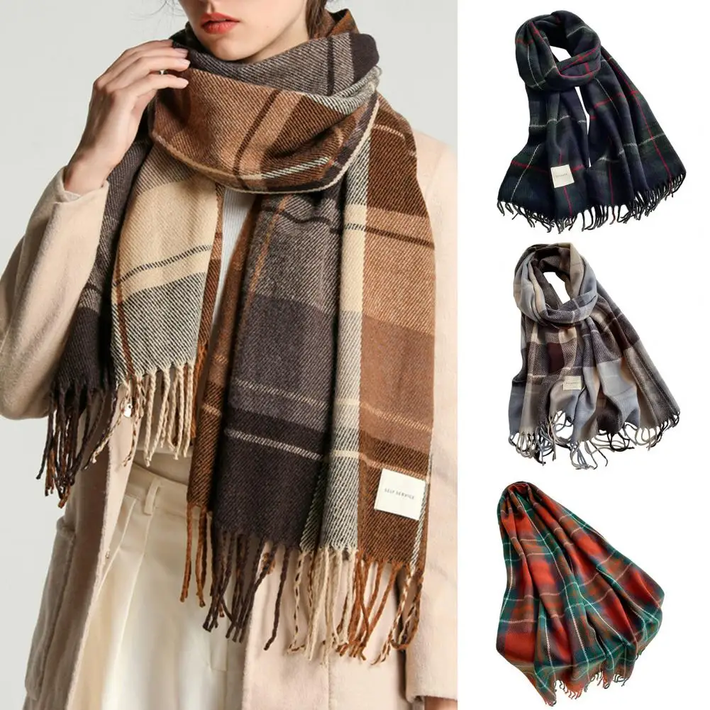 Thick Warm Winter Scarf Design Print Women Cashmere Pashmina Shawl Lady Wrap Tassel Scarves Knitted Men Foulard Blanket