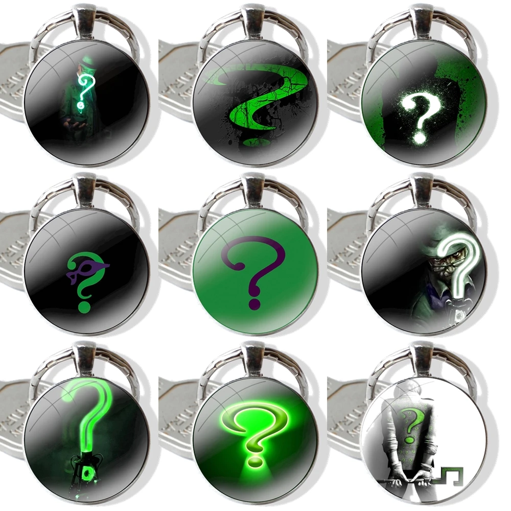 The Riddler Keychain Handmade Glass Cabochon Key Ring Holder Pendant Key Chains