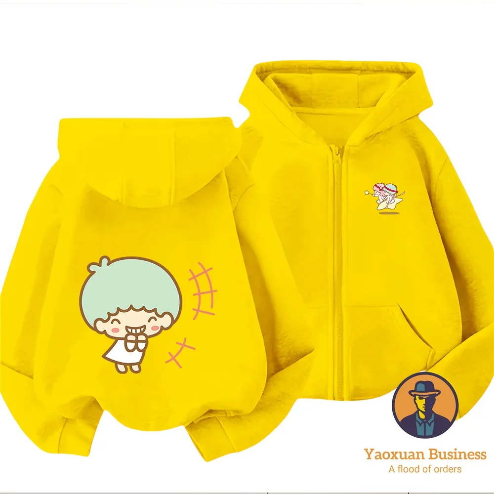 

School Daily Casual Wear Pure Cotton Little Twin Stars Zipper Hoodie Student Daily Outfit For Boys Girls