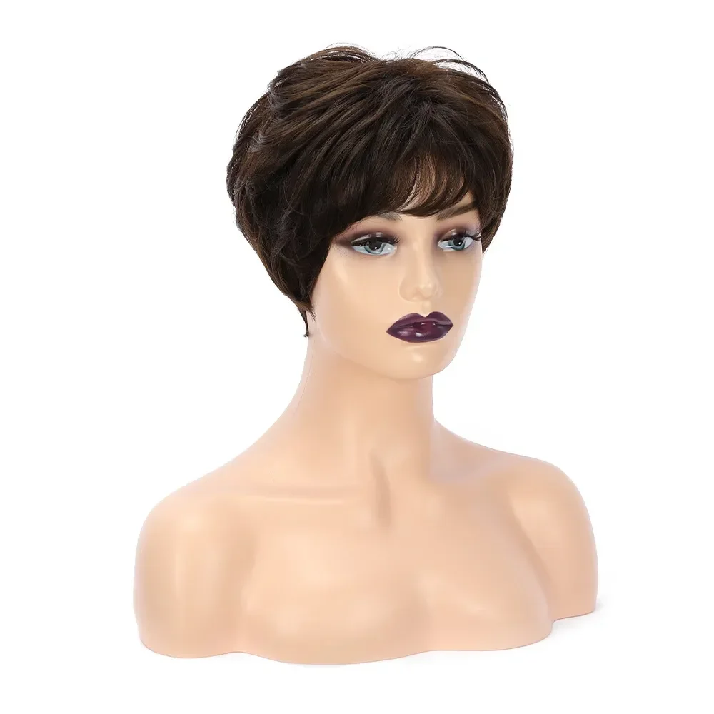 Stylish Women\'s Short dark brown Cosplay Full Hair Wig