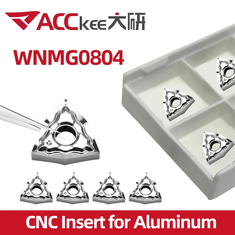 ACCKEE Aluminum Insert WNMG080402 HA H01 WNMG 080404 WNMG 080408 Turning Tools For AL CNC Lathe Cutter 10pcs Blade Plate Cutter