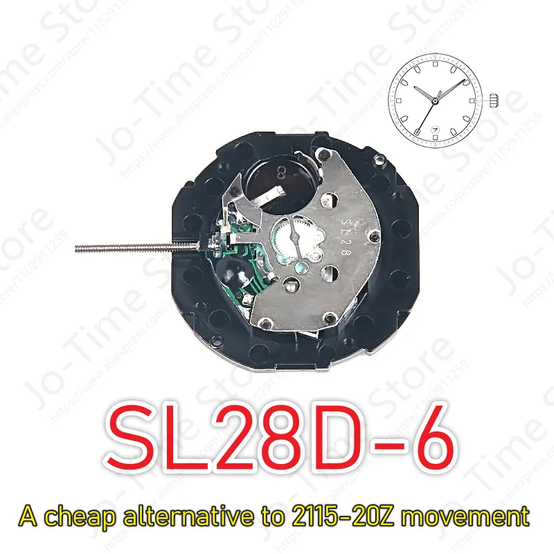 China Sunon Sl28 Sl28-6 Quartz Movement Replacement Three Hands Calendar Date A Cheap Alternative To 2115-20z Movement