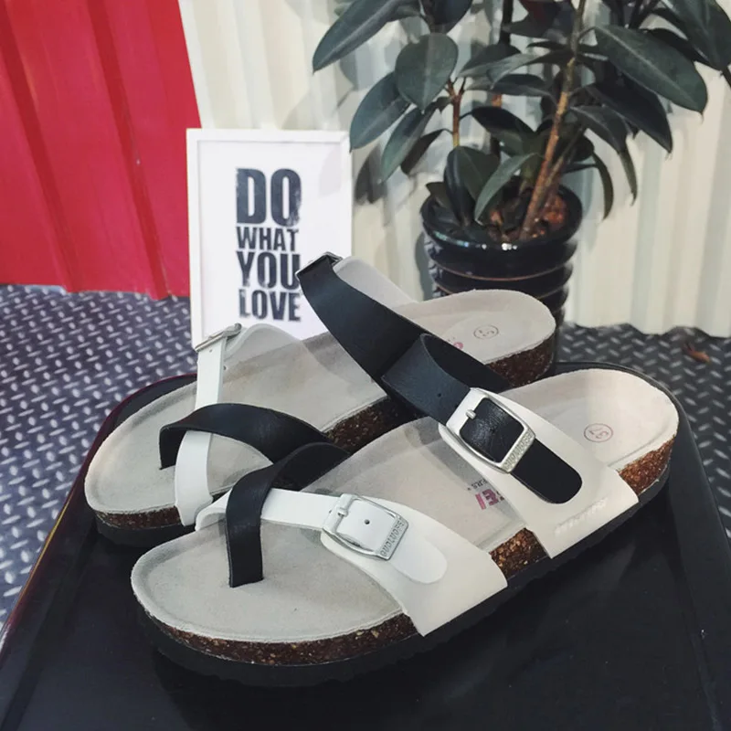 Fashionable Cork Slippers Women's Summer Anti-Slip Casual Slides Sandals Comfortable Low Heel Flat Bottom EVA Sole Shoes