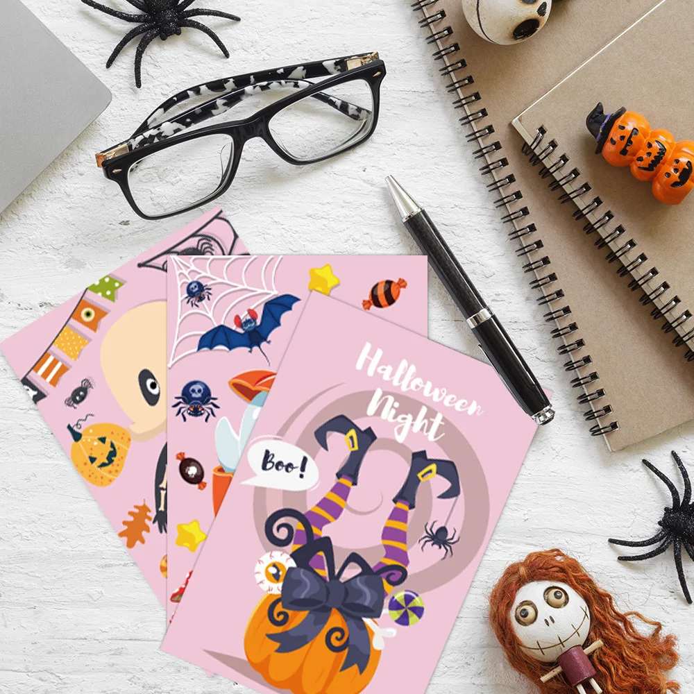 Halloween Theme Pink Handwritten Single sided Paper Postcard Party Invitation Decorative Supplies