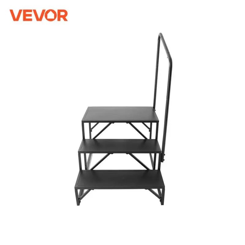 VEVOR RV Steps, 3-Step RV Stairs 440 LBS Load Capacity Thickened Carbon Steel, With Handrail Non-Slip Steps for Safe Entry Exit