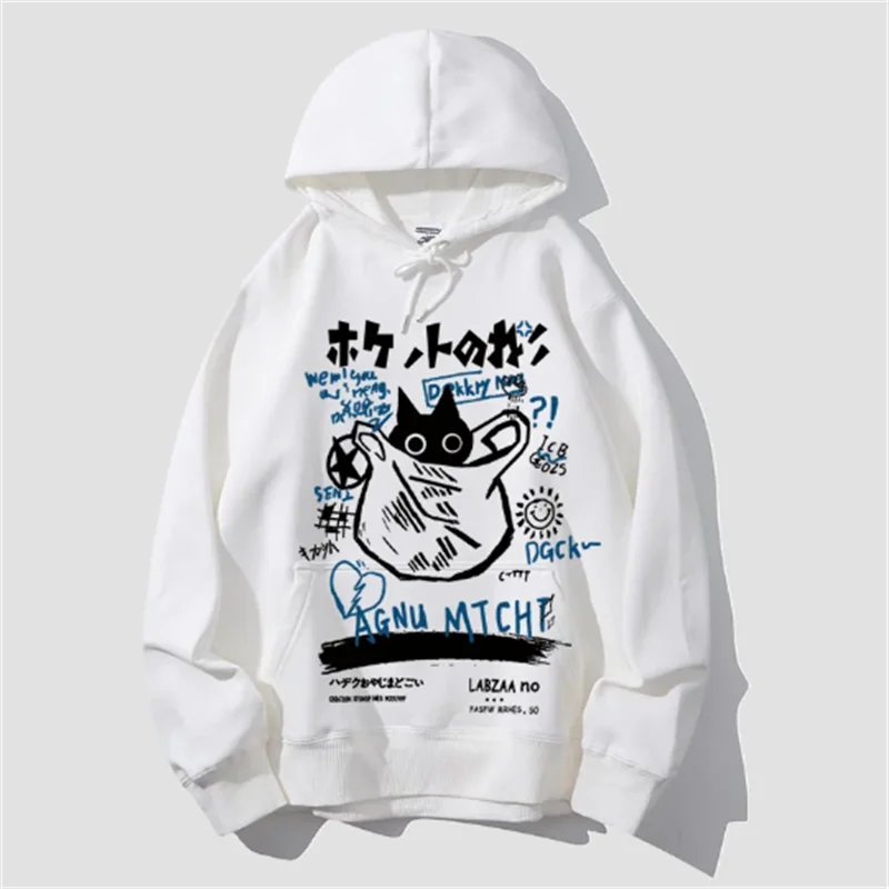 Tops góticos de manga comprida com capuz estilo japonês, moletons hip-hop, moda casual, moda Harajuku, outono