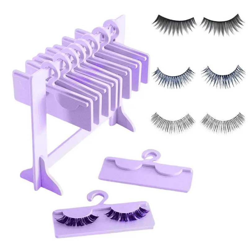 Acrylic Eyelash Hanger Rack Mini Eyelashes Storage Holder Display Stand With 10pcs Coat Hangers Tabletop Organizer Gifts