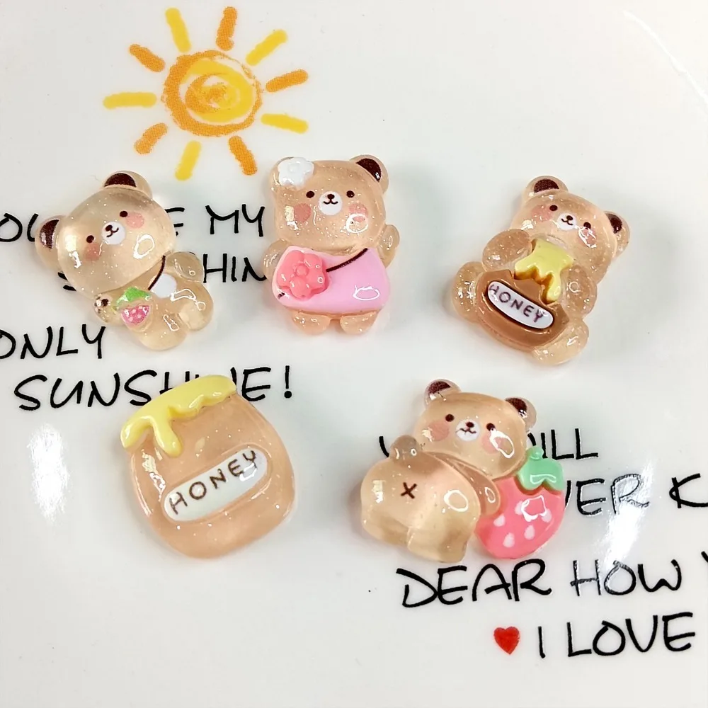 Honey Pot Bear Pattern Decor Shoe Charms Cute DIY Shoe Attachment Resin Portable Phone Case Decoration Slipper Accessories