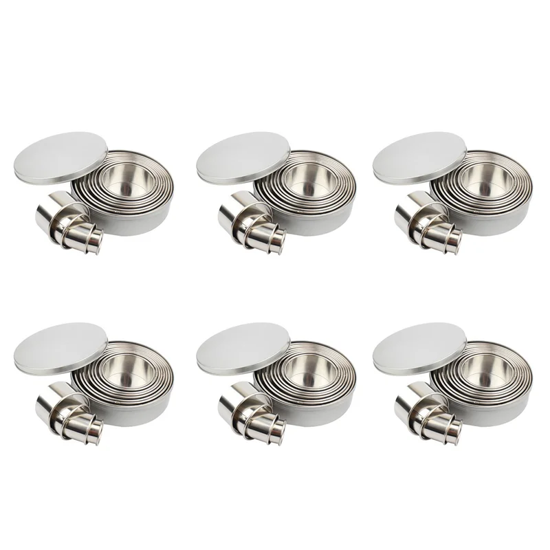 

【Superdeals】Cookie Biscuit Cutter Set, Round Stainless Steel Pastry Rings 72 Pieces With Round Box For Donut Pastries Fondant Ca