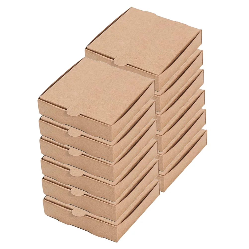 12 Pcs Pizza Wrapping Case Mini Box Take Out Container Bakery Boxes Light Brown Paper