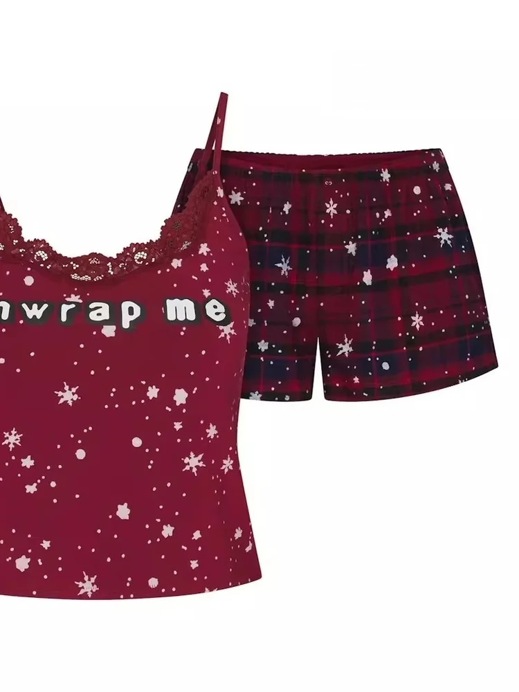 

Серия Cisas, жилет со снежинками и кружевными ремешками, клетчатая женская верхняя одежда, ночная рубашка, весна 2021, женская мода