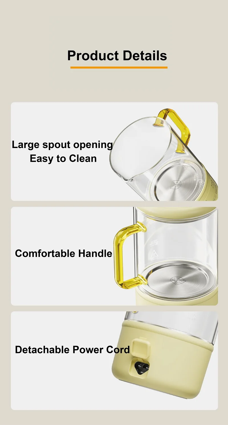 0.6L Electric Kettle Multifunction Appointment Teapot Temperature Control Health Pot Office Glass Flower Teapot Auto Keep Warm
