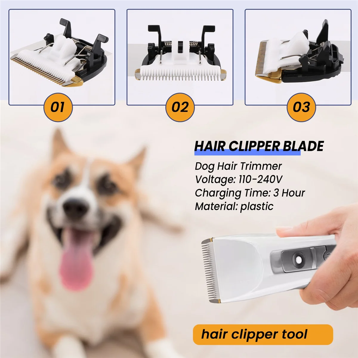 Professional Pet Tesoura, cabelo elétrico Clipper Trimmer, cães máquina de corte, cerâmica Titanium Knife, RFCD-9100 9600