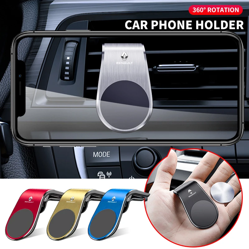 Car Type L Metal Magnetic Phone Holder For Renault Clio Koleos Megane Espace QM6 Kadjar Captur Scenic Fluence Laguna Accessories