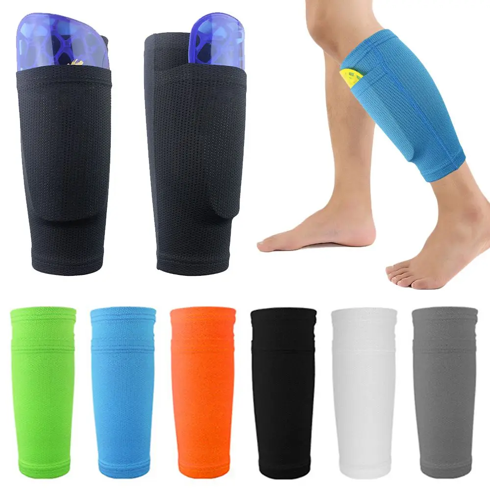 Nylon Football Shin Holder Instep Socks Leg Guard Sleeves Sports Soccer Soft Breathable Shin Pads Cover for Kids Boys Men view 2