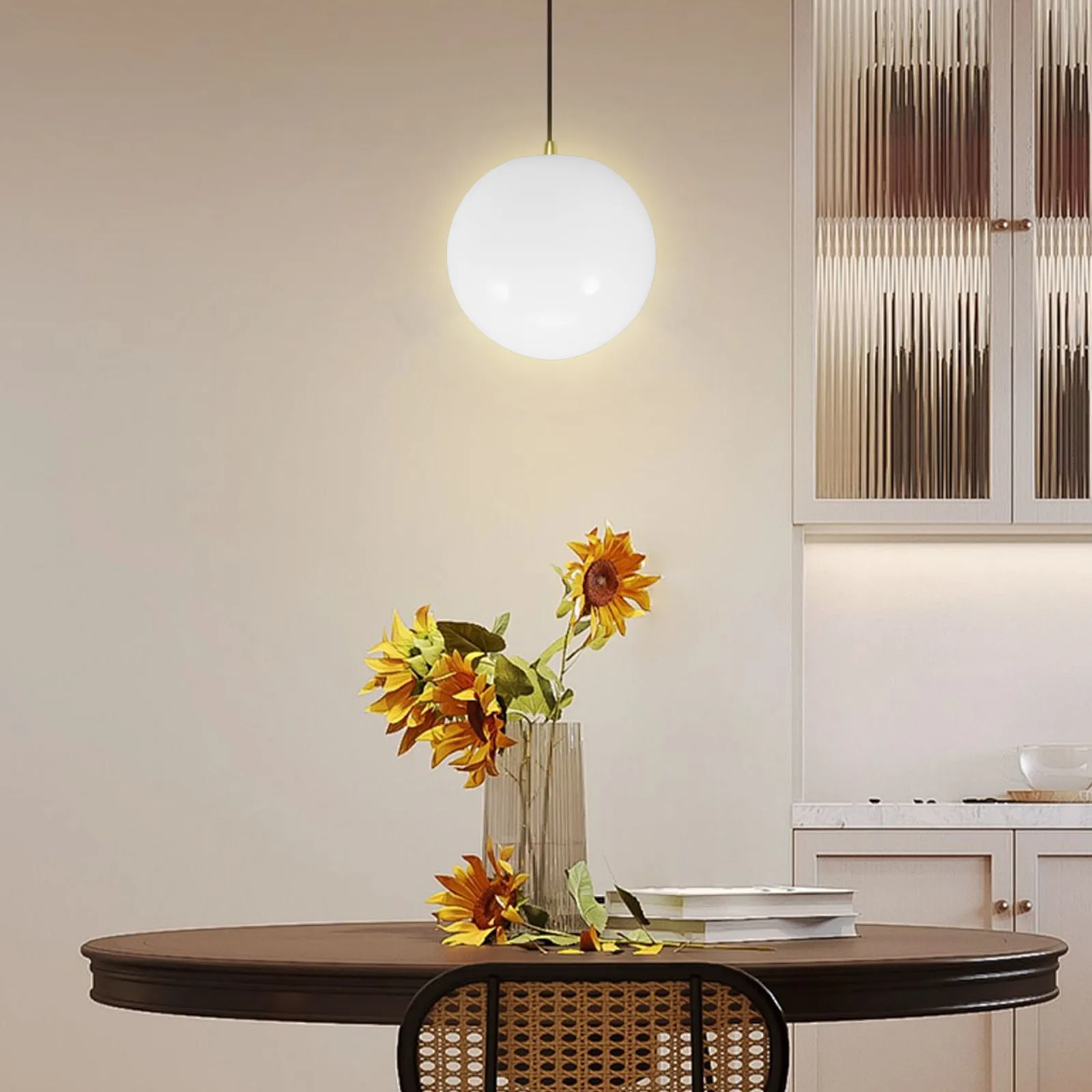

Glass Lampshade Milky White Round Flat Opening Replacement Globe Light Cover Post Lamp Fixture Wall Sconce Pendant Lighting