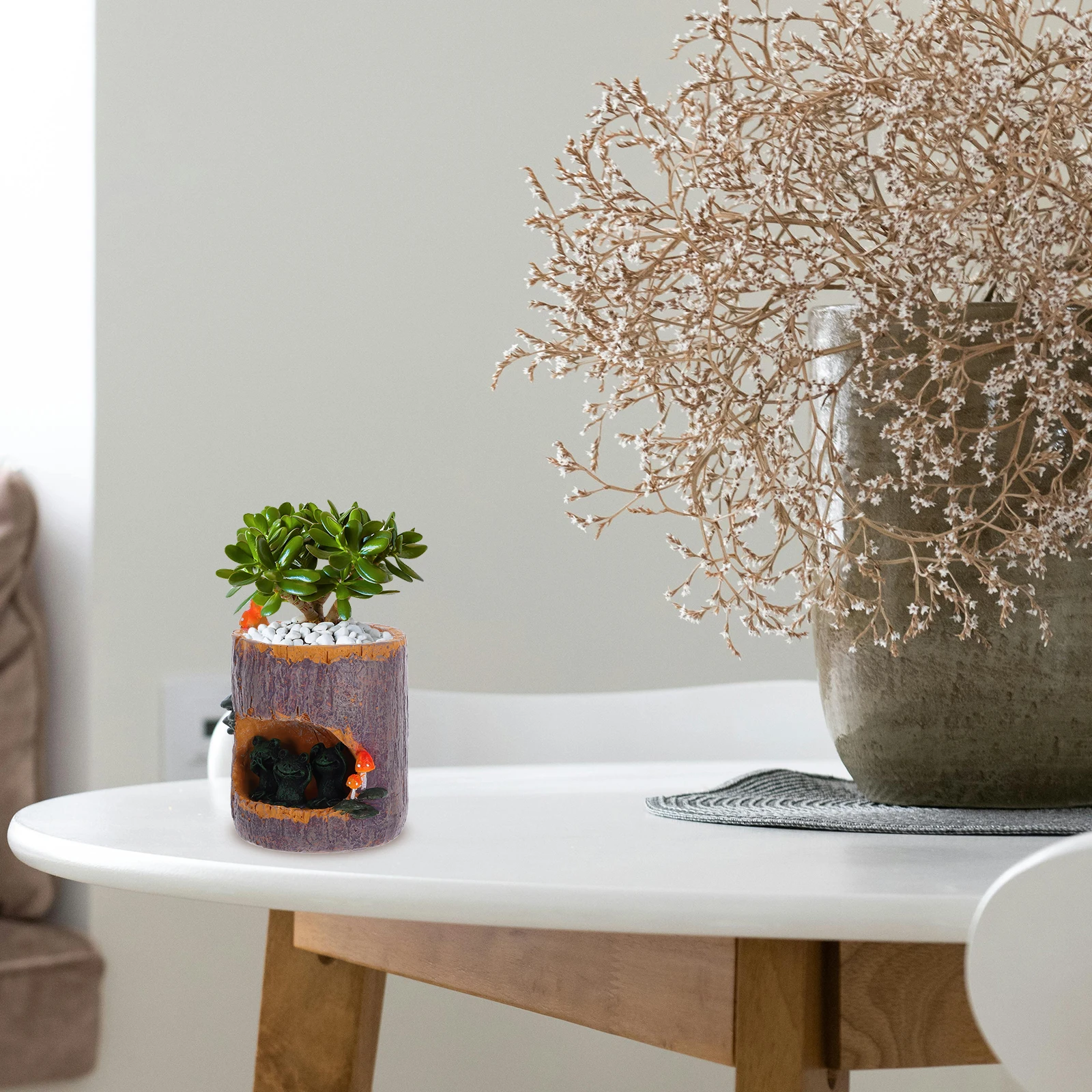 

Green Resin Flower Sedum Succulent Pot Planter Bonsai Trough Box Decorative Storage Shelf Home Office Balcony