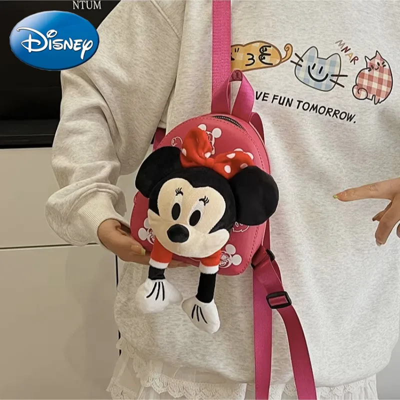

Новый рюкзак Disney 2026 с изображением Микки и Минни, простой и модный, детский рюкзак большой вместимости, милый холщовый маленький школьный рюкзак