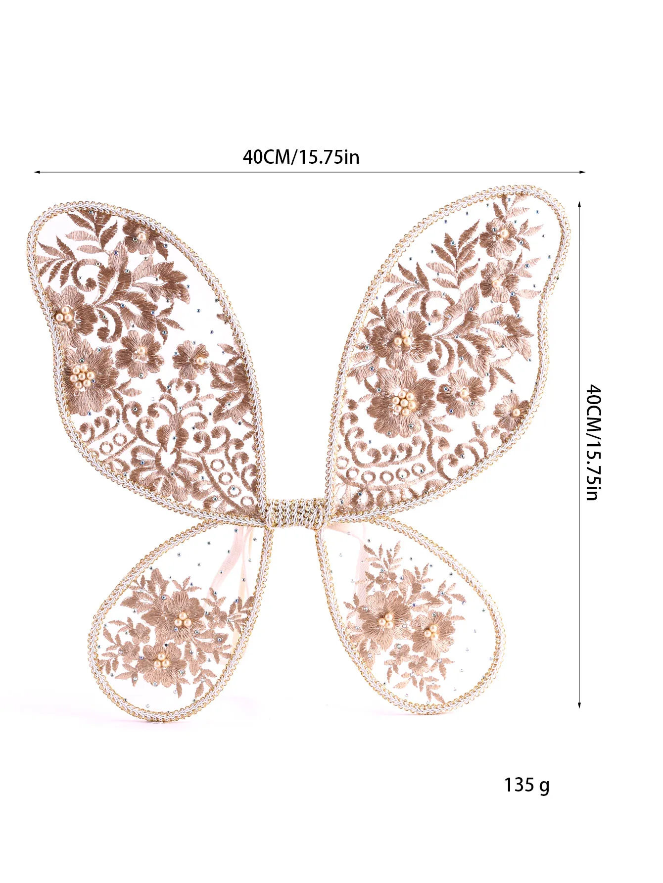 Pearl-core beige embroidered Flowers Baby  Fairy wings Handmade lace wings Dress up quality carefully crafted wings for